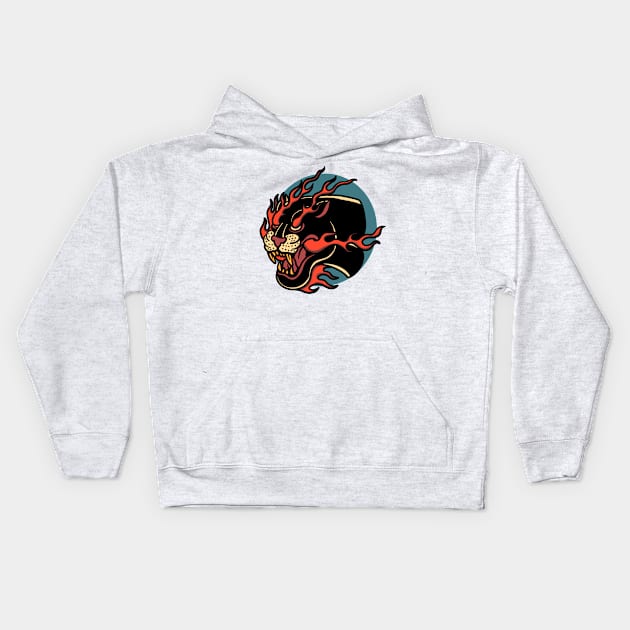 burning angry panther Kids Hoodie by donipacoceng